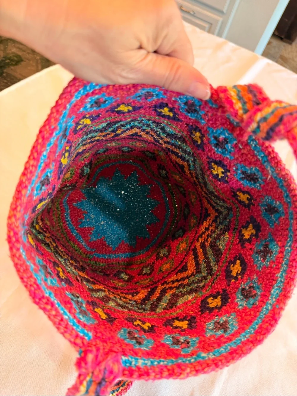 Beautiful Boho Multicolor Crochet Crossbody Bag -with Tassel Strap